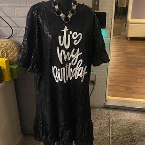 Black Sequin Mini Dress